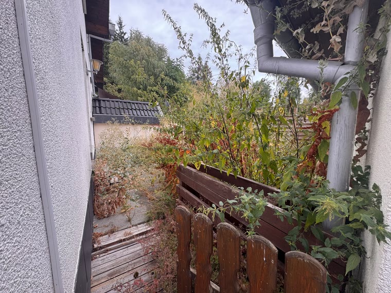 Verwilderte Ecke am Zaun vor dem Einsatz